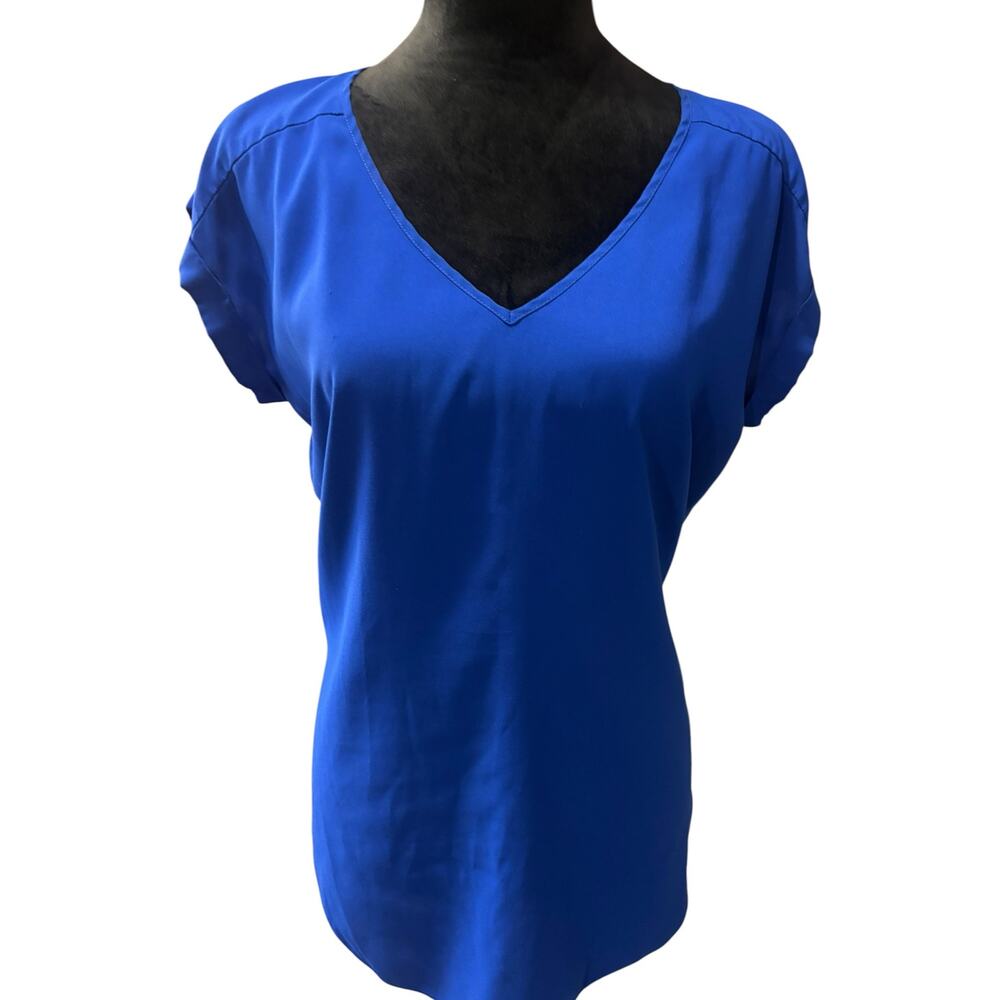 Express Royal Blue V‑Neck Short Sleeve Top | Size M | EUC